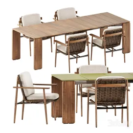 Trio Outdoor Dining chair Drake Outdoor table by Minotti